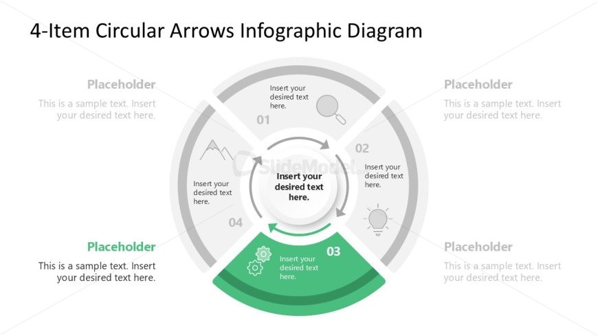 4-Item Circular Arrows PPT Diagram