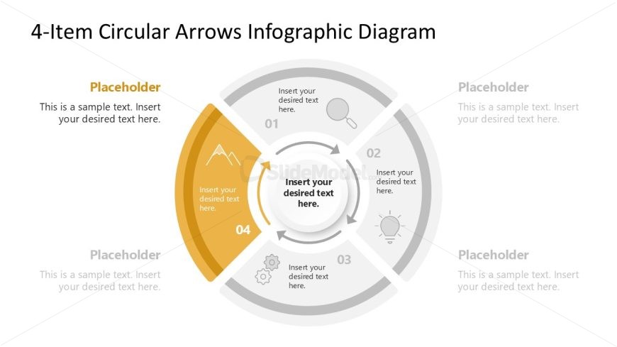 Customizable 4-Item Circular Arrows Diagram