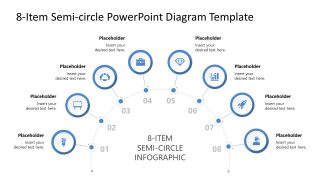 PPT 8 Items Semi- Circle Diagram Slide with White Background