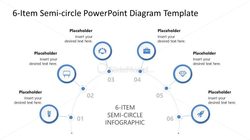 6-Item Semi-circle Infographic Template for PowerPoint