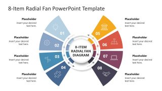 Editable 8-Item Radial Fan PPT Template