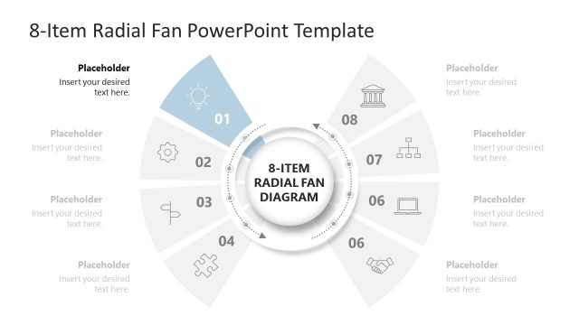 Focus Slide – 8-Item Radial Fan Presentation Template
