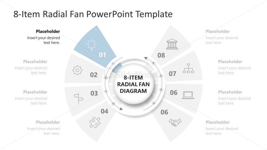 Customizable 8-Item Radial Fan PPT Template