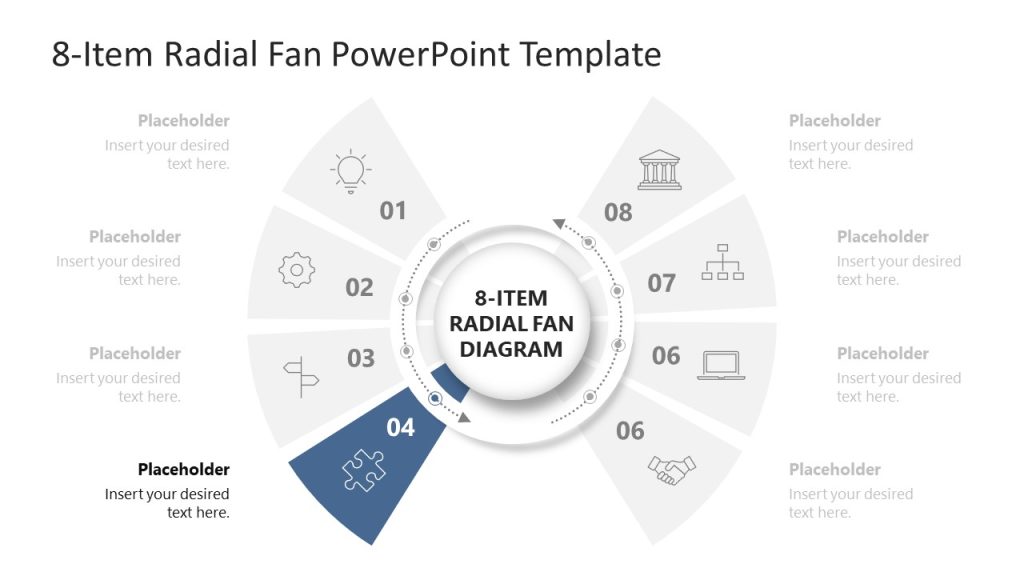 Placeholder Text Slide - 8-Item Radial Fan Slide for Stage 4 - SlideModel