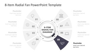 8-Item Radial Fan Slide PPT Template 