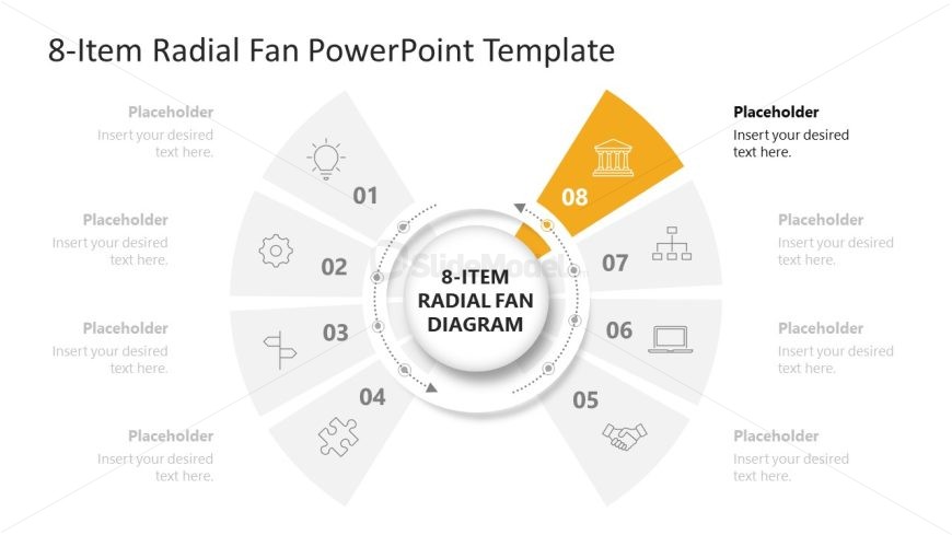 8-Item Radial Fan Diagram PPT Template