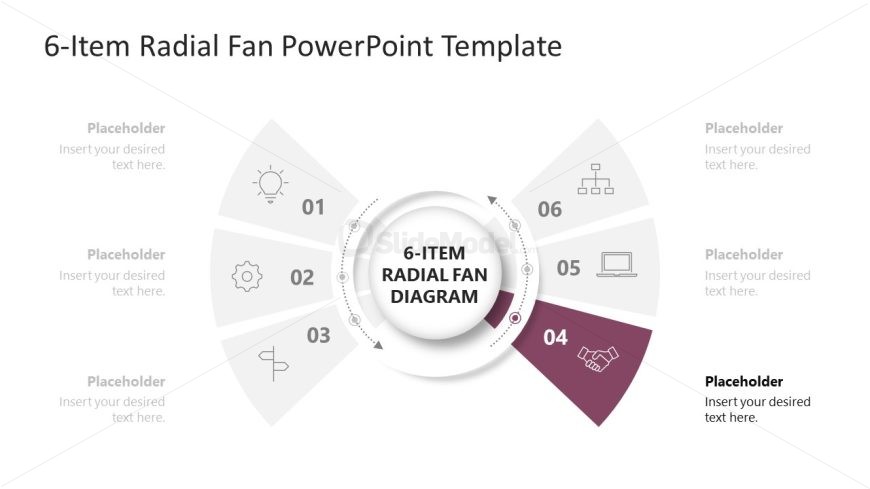 6-Item Radial Fan Diagram Template for Presentation