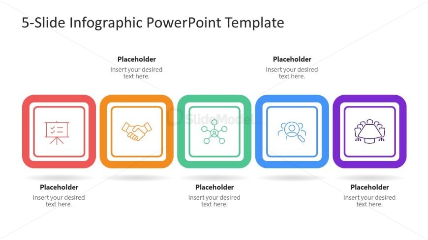 Editable 5-Item Horizontal Infographic PPT Template