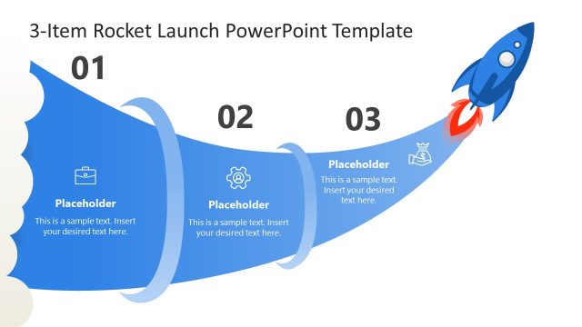 Customizable 3-Item Rocket Launch PPT Template