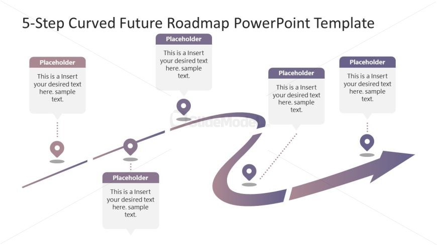 Editable 5-Step Curved Future Roadmap PPT Template