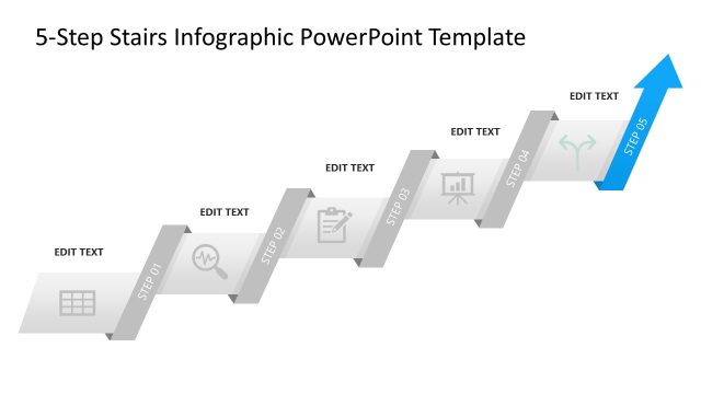 Customizable 5-Step Stairs Infographic Diagram Template