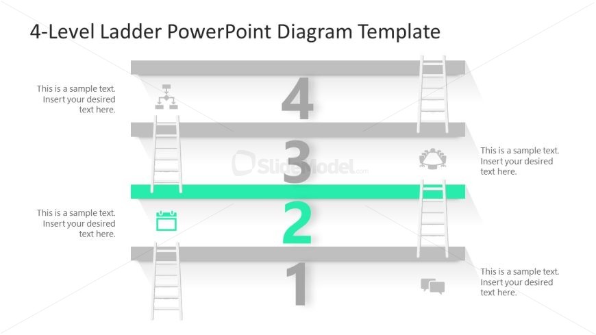 PPT 4-Level Diagram with Ladder Infographic