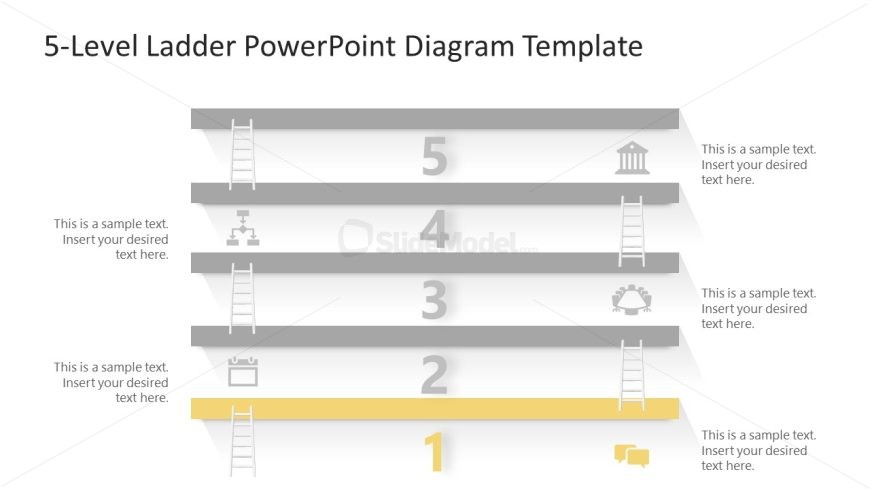 Customizable 5 Level Vertical Ladder PPT Template