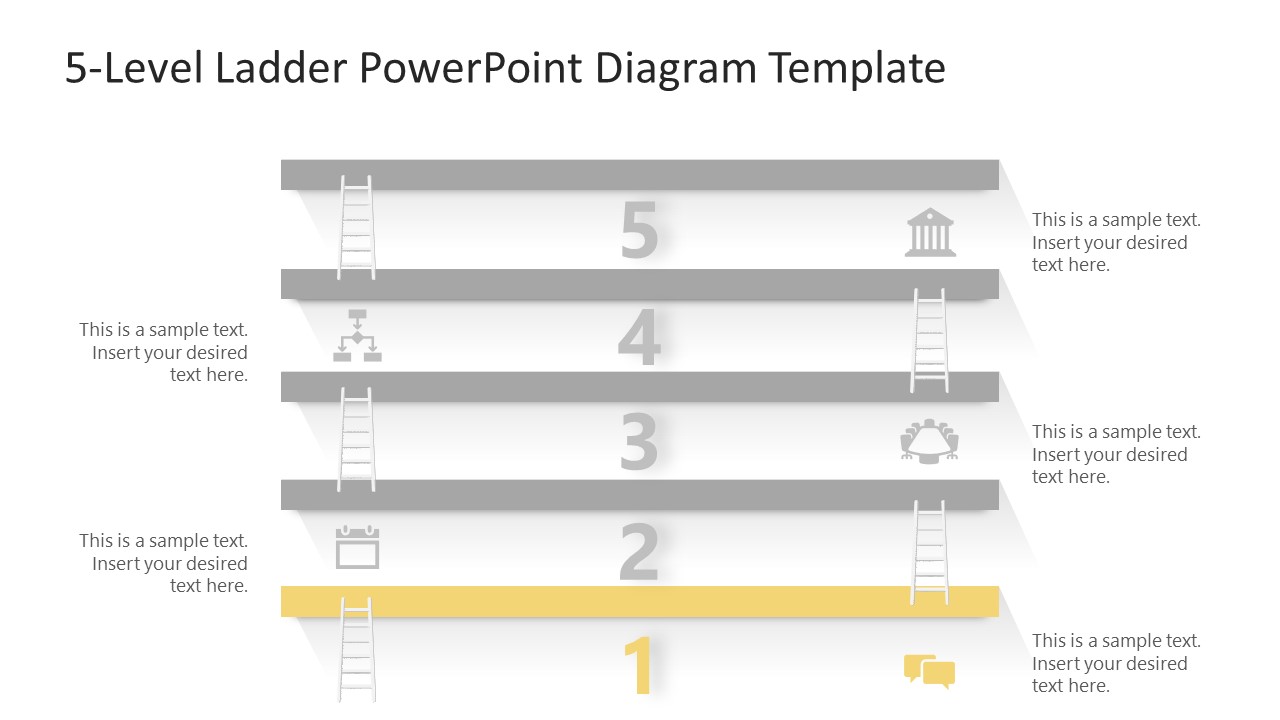5 Level Vertical Ladder PowerPoint Diagram