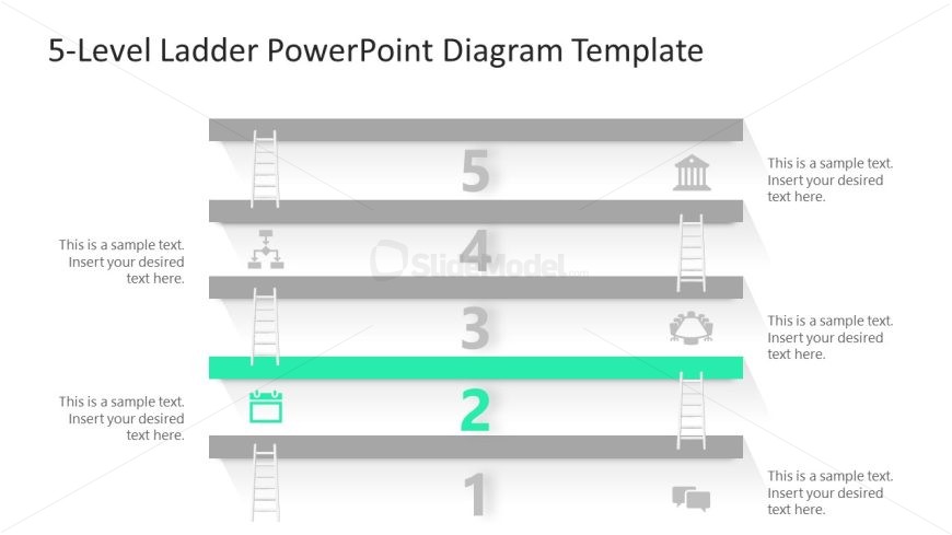 5 Level Vertical Ladder Template for PowerPoint
