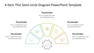 4 Items thin Semi circle PPT Diagram Template 
