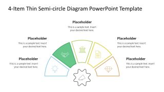 Customizable 4 Items thin Semi circle PPT Template 