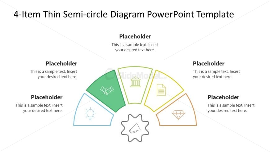 Customizable 4 Items thin Semi circle PPT Template