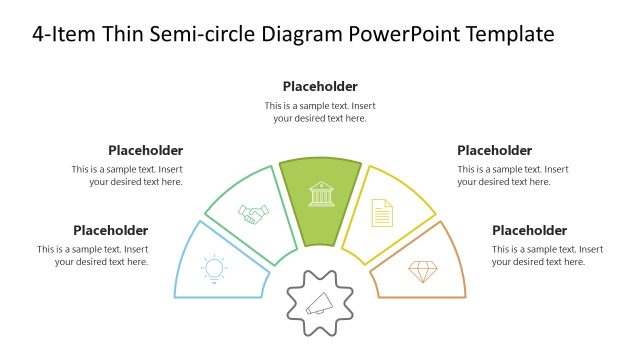 Step 3 Infographics Slide – 4 Items thin Semi circle Business Presentation