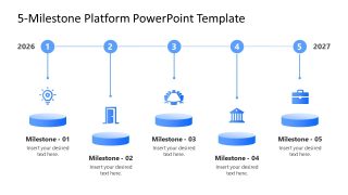 5 Milestone Platform Template for PowerPoint with Blue Diagram 