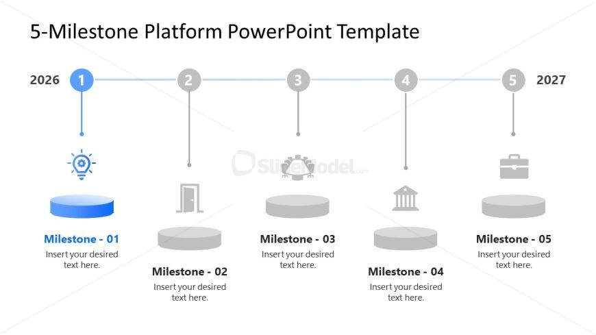 5 Milestone Platform Infographics Diagram Template