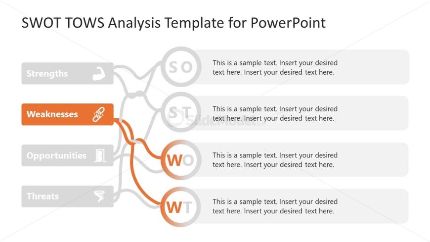 SWOT TOWS Template PPT Slide