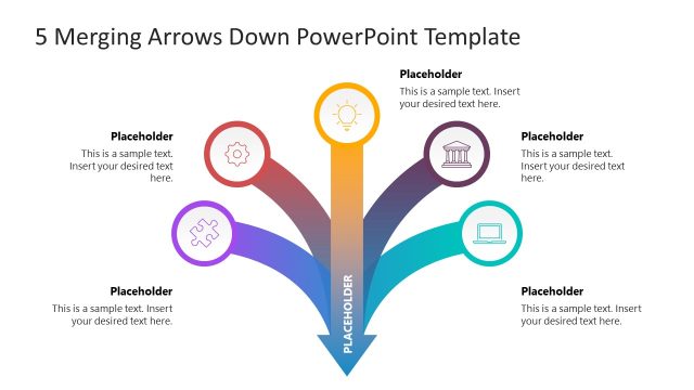 5 Merging Arrows Down PowerPoint Template