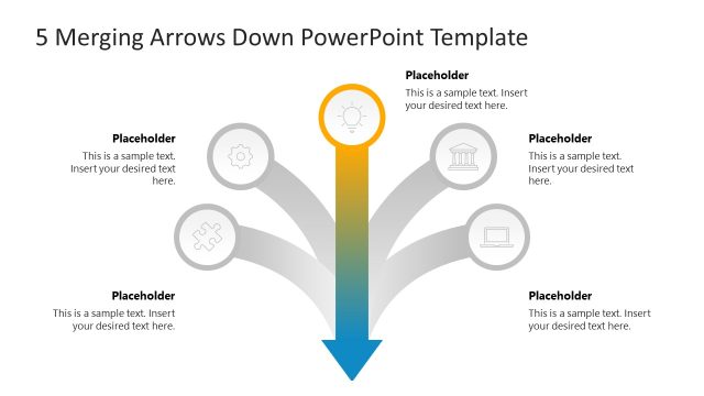5 Merging Arrows Down Slide PPT Template