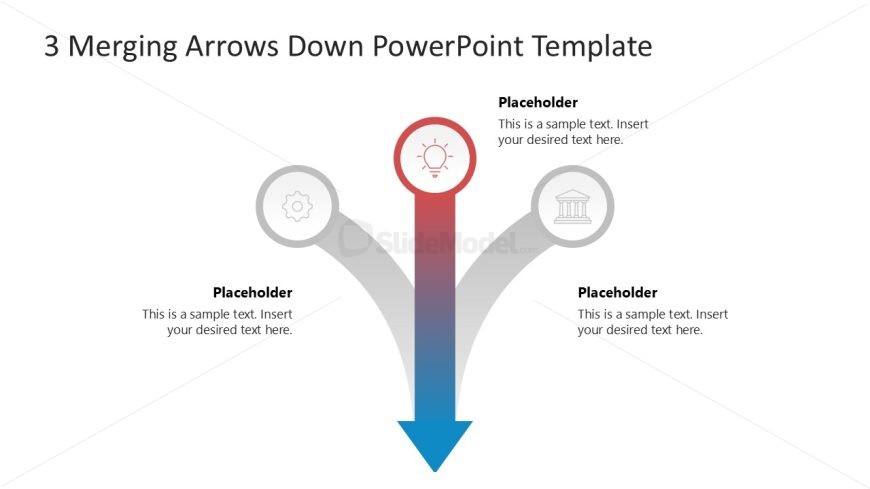 Editable 3 Merging Arrows Down PPT Layout