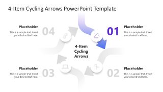 Editable 4-Item Cycling Arrows PPT Template 