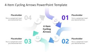  4-Item Cycling Arrows Template Slide 