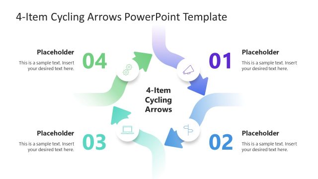4-Item Cycling Arrows Template for PowerPoint