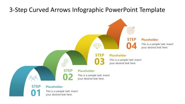 4-Step Curved Arrows Diagram with Infographics