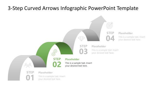 4-Step Curved Arrows Infographic PPT Slide