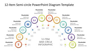 12-Item Semi-circle Infographic PPT Slide Diagram 