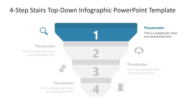 4-Step Stairs Top-Down PowerPoint Infographic Diagram
