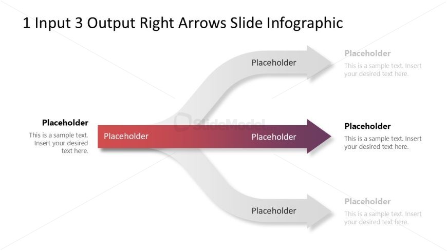 1 Input 3 Output Right Arrows Diagram Template for PowerPoint
