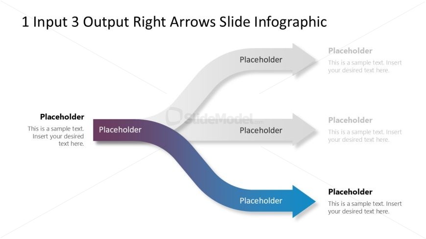 Editable 1 Input 3 Output Right Arrows Slide Template