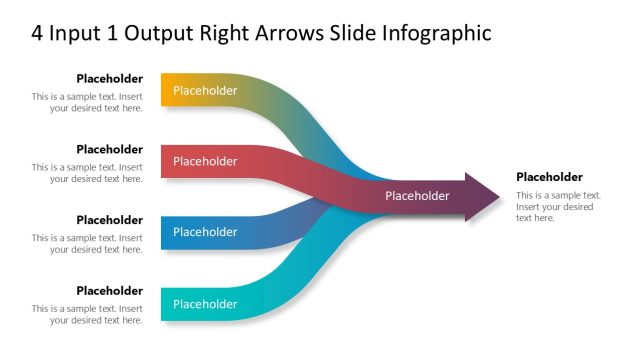 Editable 4 Input 1 Output Right Arrows Diagram PPT Template - SlideModel