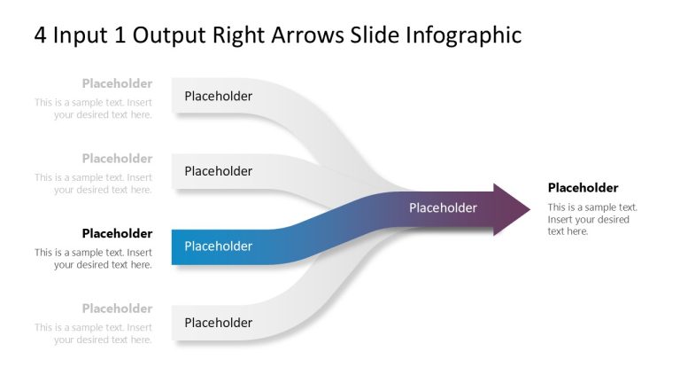 4 Input 1 Output Right Arrows Template Slide - SlideModel