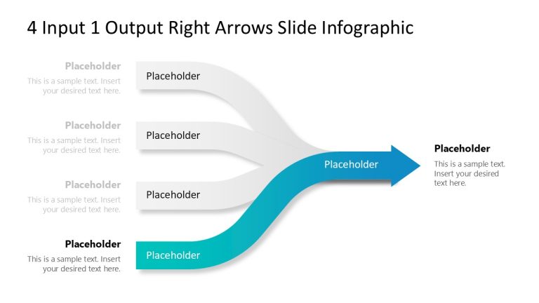 4 Input 1 Output Right Arrows Diagram Template - SlideModel