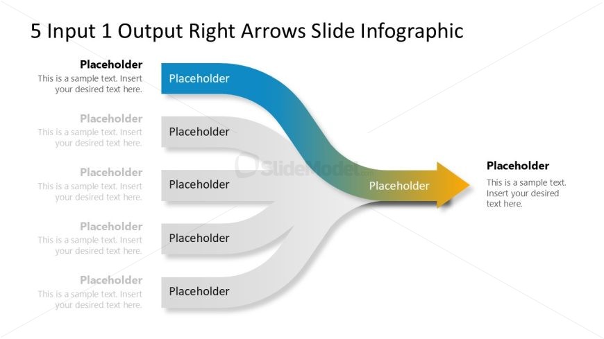 5 Input 1 Output Right Arrows Template for Presentation