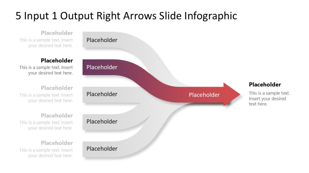 Engaging 5 Input 1 Output Right Arrows Template - SlideModel