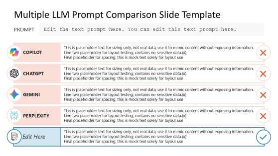 Editable Multiple LLM Prompt Comparison PPT Diagram 