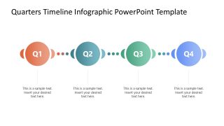 Quarters Timeline Infographic Diagram with Four Circular Shapes 