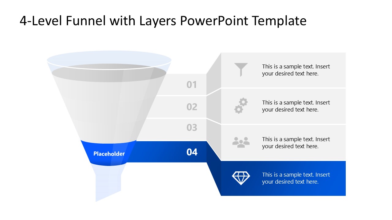 4-Level Funnel with Layers PowerPoint Template