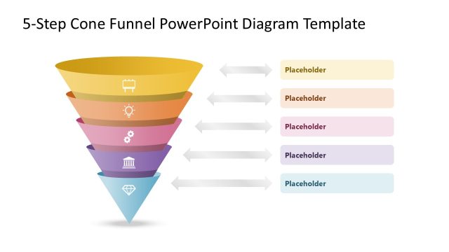 5-Step Cone Funnel PowerPoint Diagram Template
