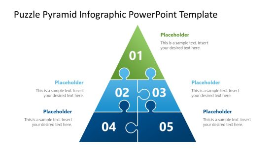 Puzzle Pyramid Infographic Diagram with 5 Segments
