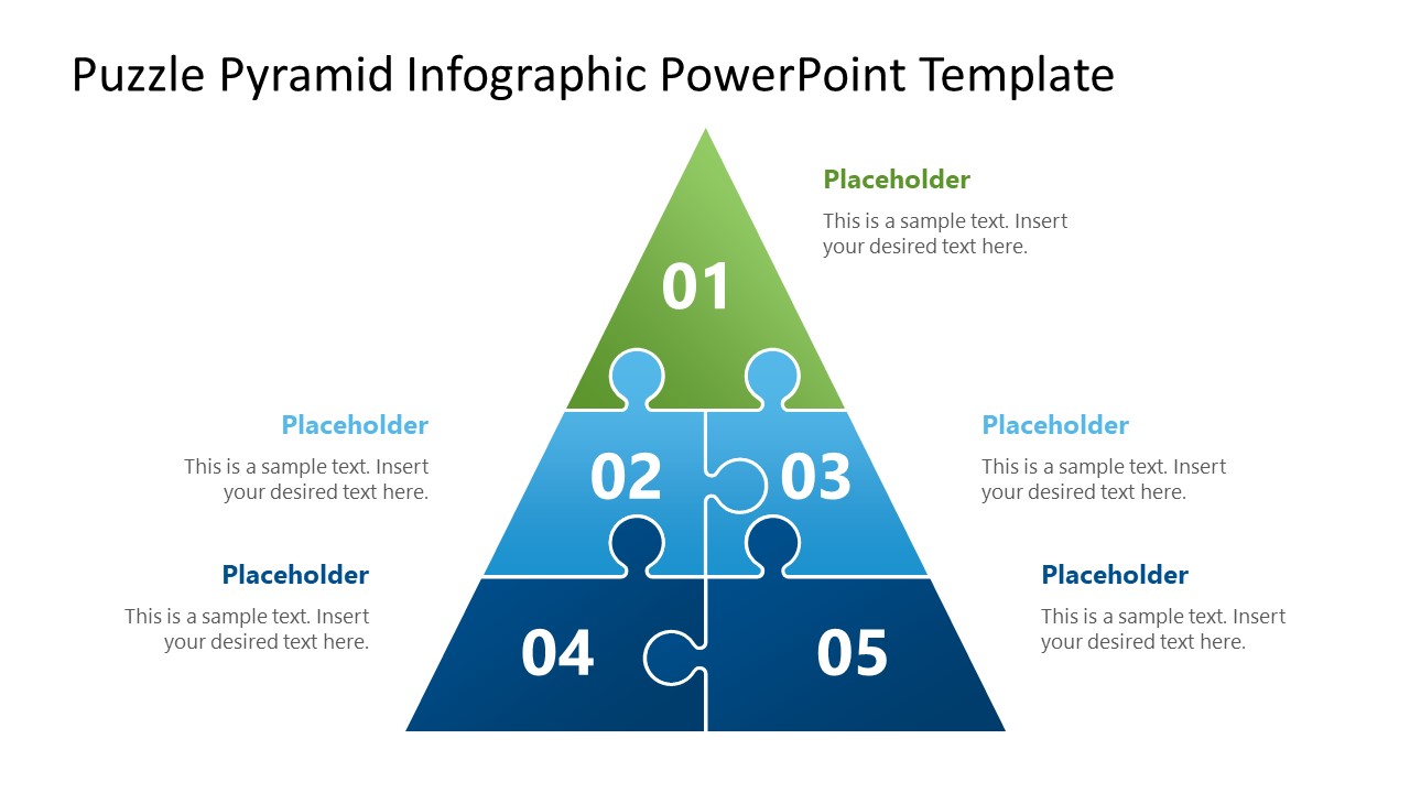 Puzzle Pyramid Infographic Diagram with 5 Segments