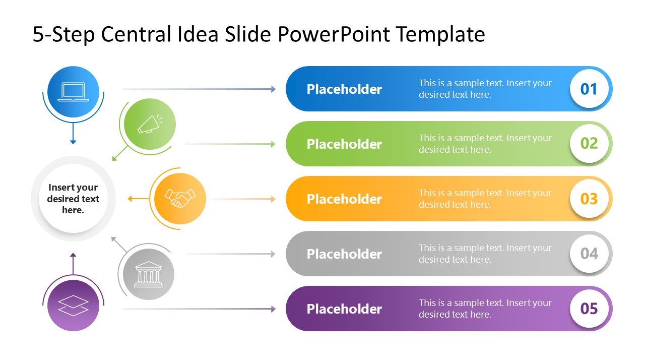 5-Step Central Idea Slide PPT Template 